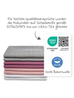 Mullwindel / Mulltuch 8er Pack 80 x 80 cm in rosa,lila