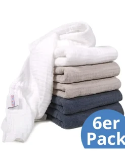 Mullwindel / Mulltuch 6er Pack 80 x 80 cm in beige,grau