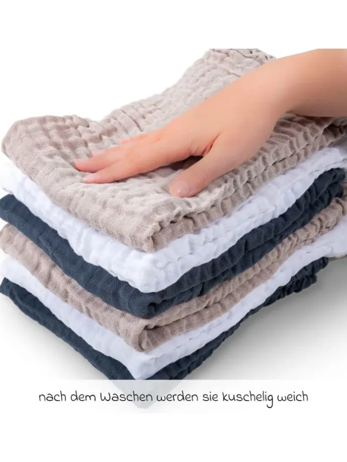 Mullwindel / Mulltuch 6er Pack 80 x 80 cm in beige,grau