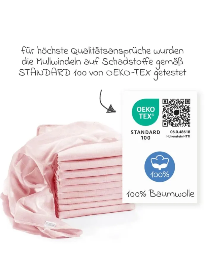 Mullwindel / Mulltuch 10er Pack 80 x 80 cm in rosa
