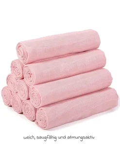 Mullwindel / Mulltuch 10er Pack 80 x 80 cm in rosa