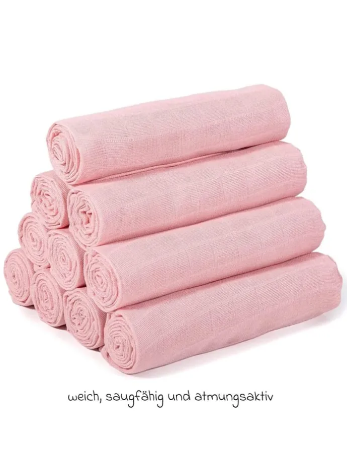 Mullwindel / Mulltuch 10er Pack 80 x 80 cm in rosa