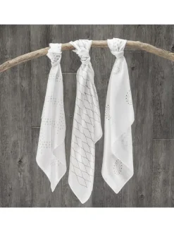 Mullwindel / Mulltuch 3er Pack 80 x 80 cm in weiss,grau