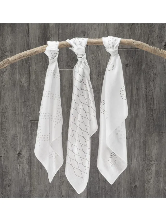 Mullwindel / Mulltuch 3er Pack 80 x 80 cm in weiss,grau
