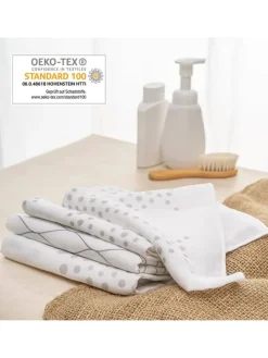 Mullwindel / Mulltuch 3er Pack 80 x 80 cm in weiss,grau