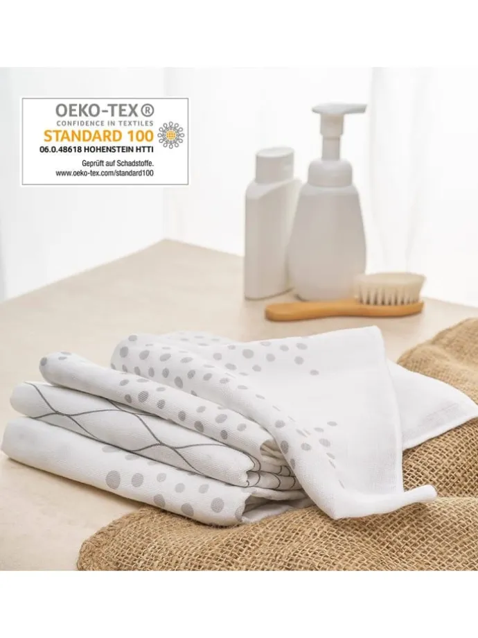 Mullwindel / Mulltuch 3er Pack 80 x 80 cm in weiss,grau