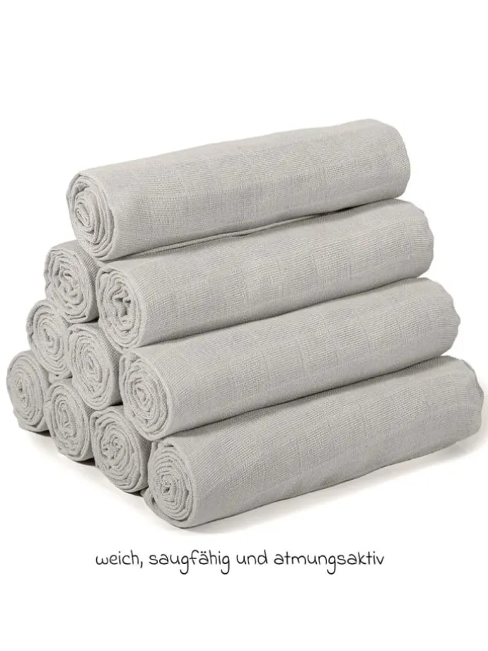 Mullwindel / Mulltuch 10er Pack 80 x 80 cm in grau