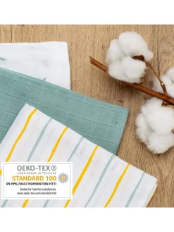 Mullwindeln / Mulltücher / Spucktücher OEKO-TEX® in gruen,gelb