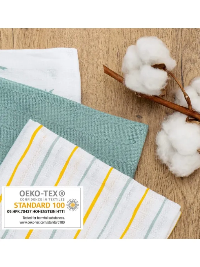 Mullwindeln / Mulltücher / Spucktücher OEKO-TEX® in gruen,gelb