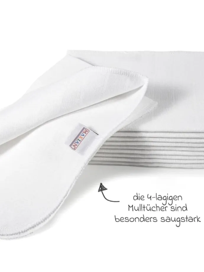 Mullwindeln / Mulltücher / Spucktücher 10er in weiss