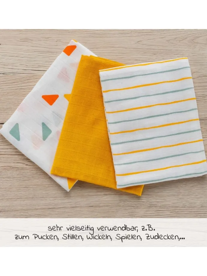 Mullwindeln / Mulltücher / Spucktücher OEKO-TEX® in gelb,weiss