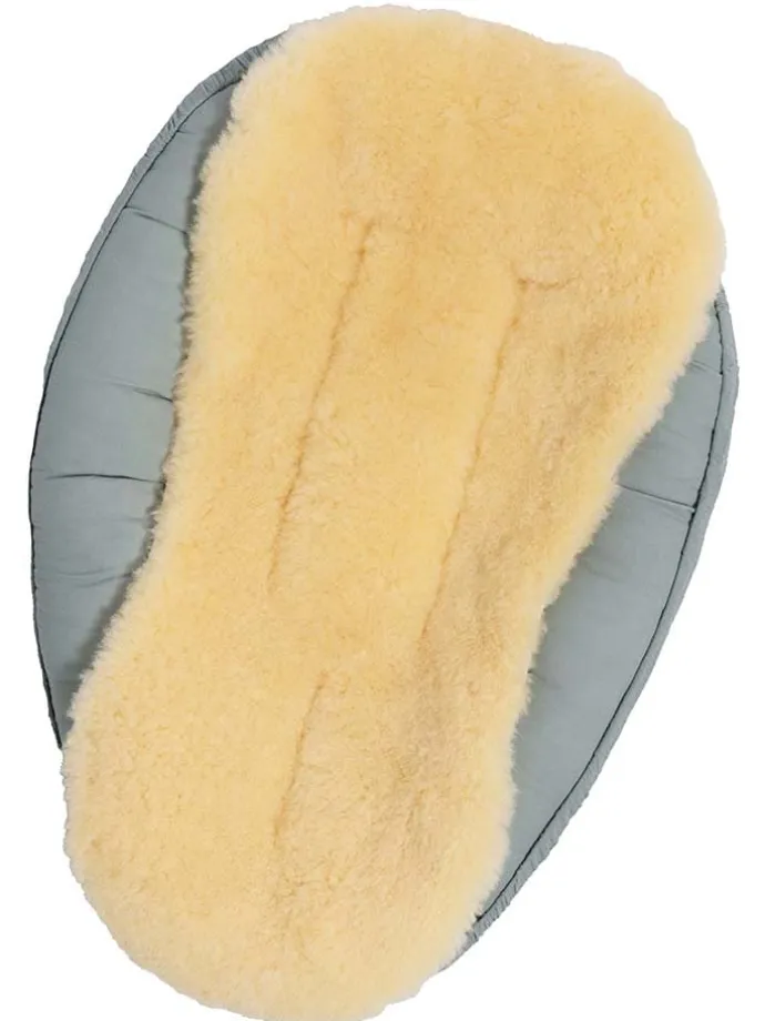 Musselin-Kuschelnest mit Lammfelleinlage "Mouton" in Grün - (L)80 x (B)40 cm