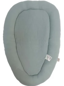 Musselin-Kuschelnest mit Lammfelleinlage "Mouton" in Grün - (L)80 x (B)40 cm
