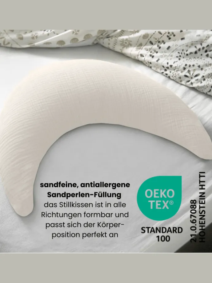 Musselinmond Stillkissen 140 x 27 cm TOP in Sandbeige