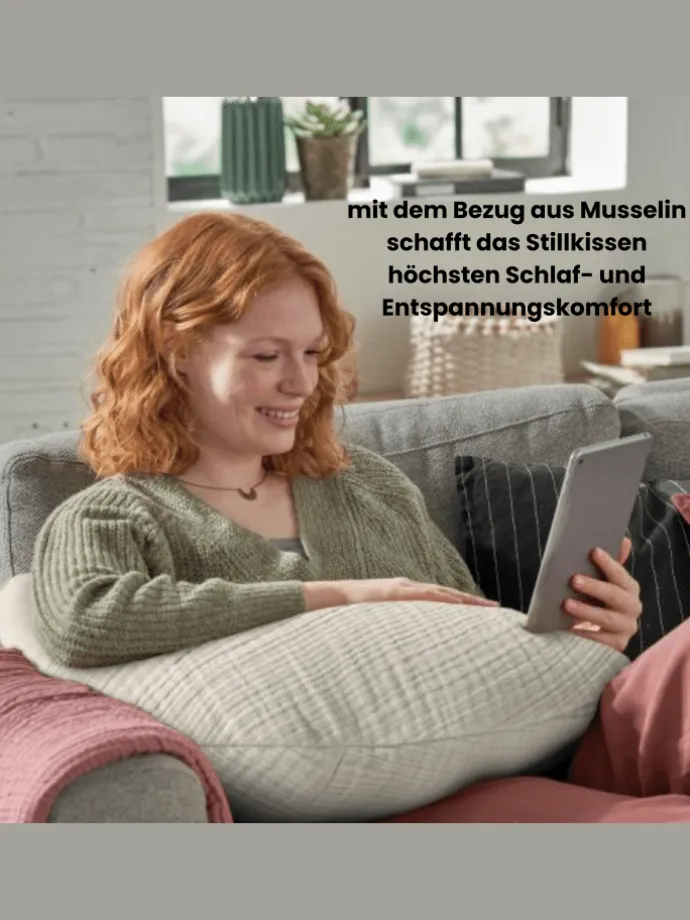 Musselinmond Stillkissen 140 x 27 cm TOP in Sandbeige