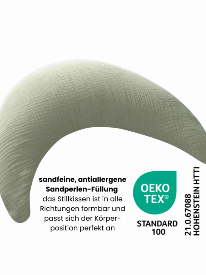 Musselinmond Stillkissen 140 x 27 cm TOP in Salbei