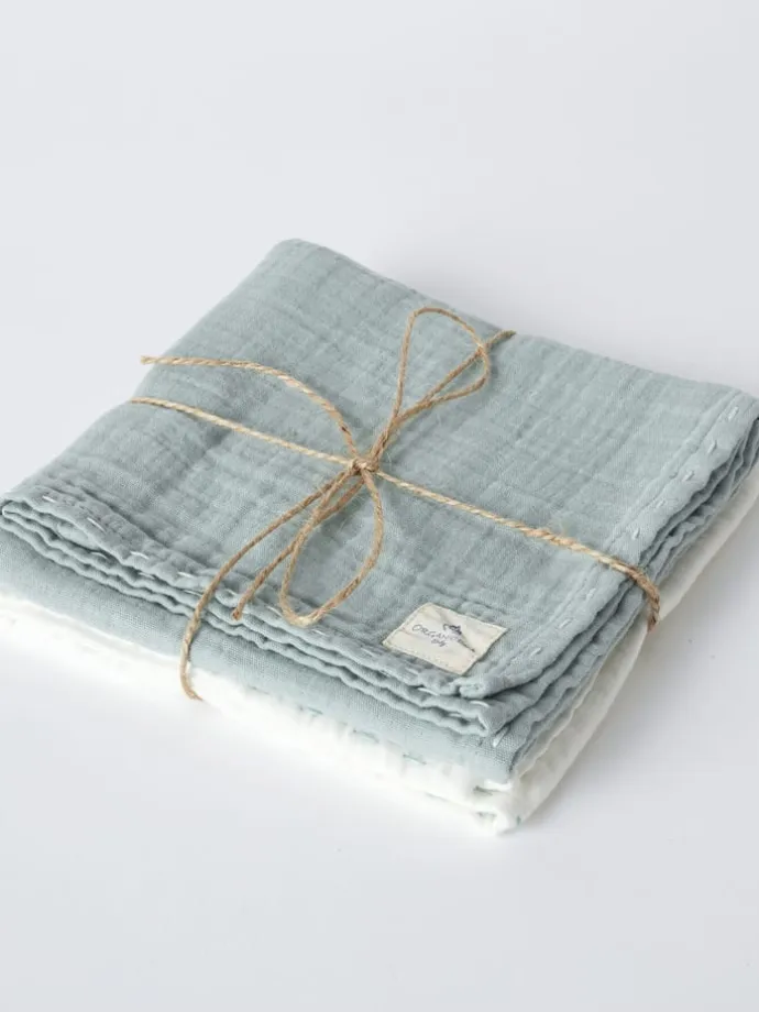 Musselin-Tücher in White&Mint