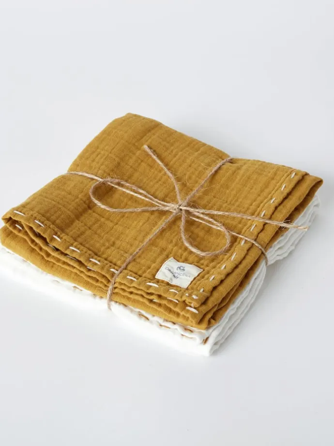 Musselin-Tücher in White-Mustard