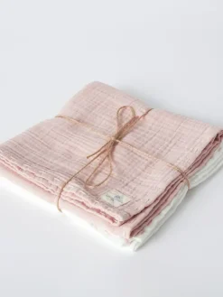 Musselin-Tücher in White-Powder Pink