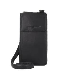 Nappa Handytasche RFID Leder 8 cm in schwarz