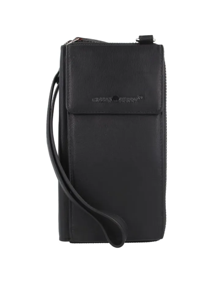 Nappa Handytasche RFID Leder 8 cm in schwarz