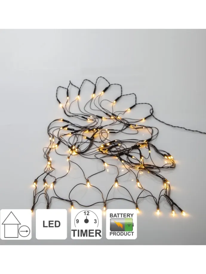 Netz LED-Lichterkette ,Akku, Batterie, warmweiß, outdoor, 80 LEDs, 15