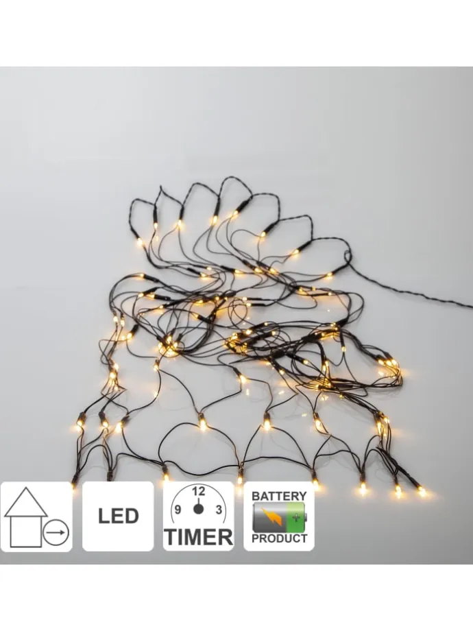 Netz LED-Lichterkette ,Akku, Batterie, warmweiß, outdoor, 80 LEDs, 15