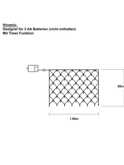 Netz LED-Lichterkette ,Akku, Batterie, warmweiß, outdoor, 80 LEDs, 15