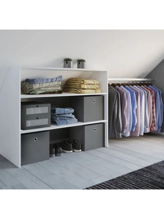 Offener Kleiderschrank Dachschrägen Regal Dacho l in Weiß