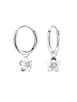 Ohrringe CHARM BLUME in 925 Sterling Silber, 2-tlg. in silber