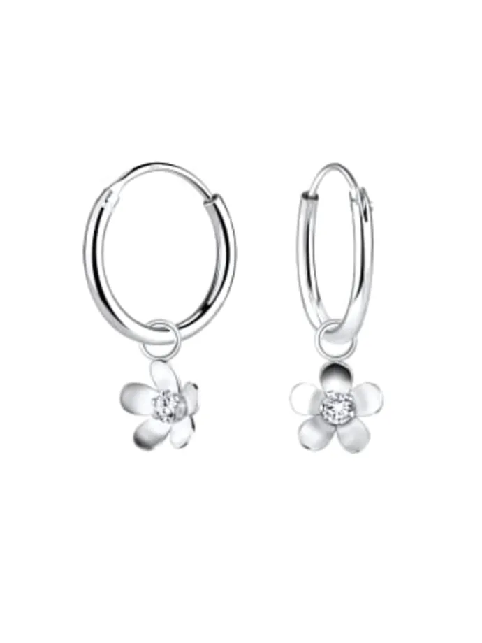Ohrringe CHARM BLUME in 925 Sterling Silber, 2-tlg. in silber
