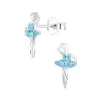 Ohrringe, Ohrstecker BALLERINA mit Kristall aqua in 925 Sterling Silber, 2-tlg.