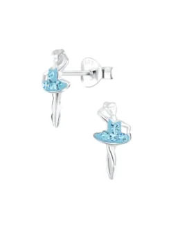 Ohrringe, Ohrstecker BALLERINA mit Kristall aqua in 925 Sterling Silber, 2-tlg.