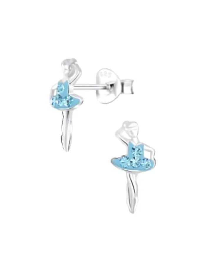 Ohrringe, Ohrstecker BALLERINA mit Kristall aqua in 925 Sterling Silber, 2-tlg.