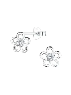Ohrringe, Ohrstecker BLUME Zirkonia in 925 Sterling Silber, 2-tlg.