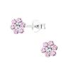 Ohrringe, Ohrstecker BLUME Kristall rosa in 925 Sterling Silber, 2-tlg.