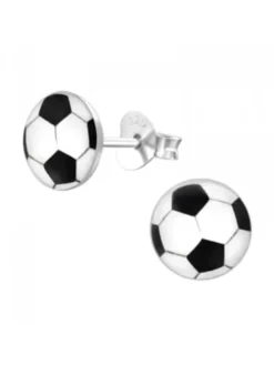 Ohrringe, Ohrstecker FUSSBALL in 925 Sterling Silber, 2-tlg.