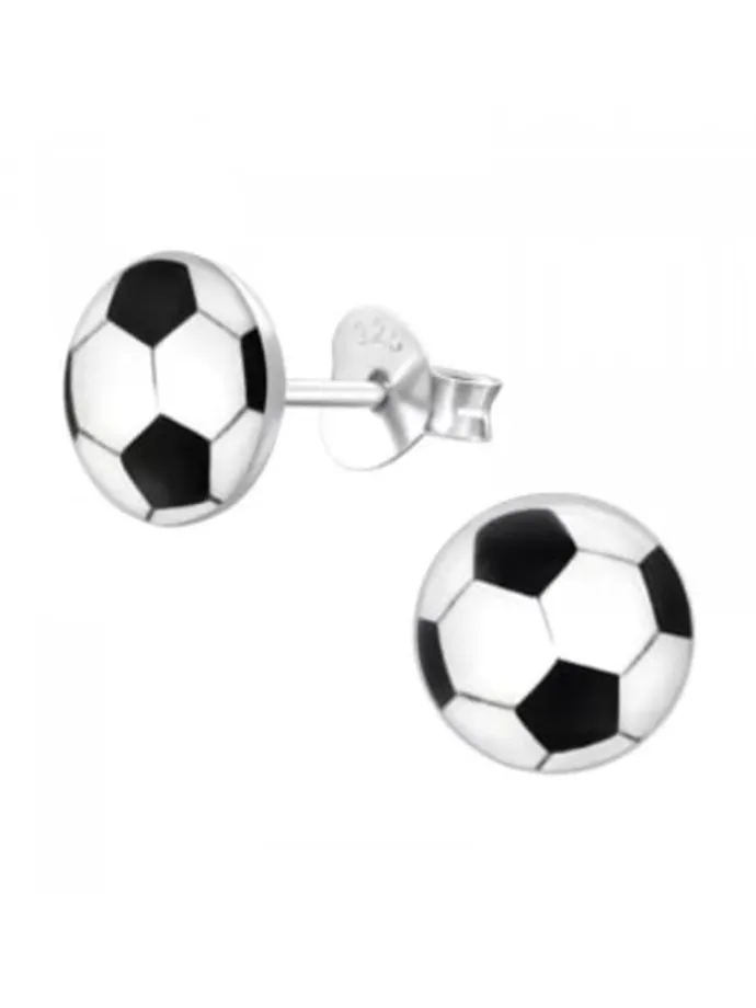 Ohrringe, Ohrstecker FUSSBALL in 925 Sterling Silber, 2-tlg.