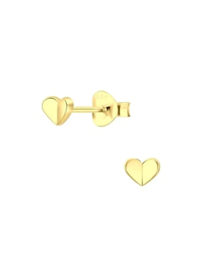 Ohrringe, Ohrstecker HERZ in Gold aus 925 Sterling Silber, 2-tlg.