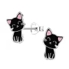 Ohrringe, Ohrstecker KATZE schwarz sitzend in 925 Sterling Silber, 2-tlg.