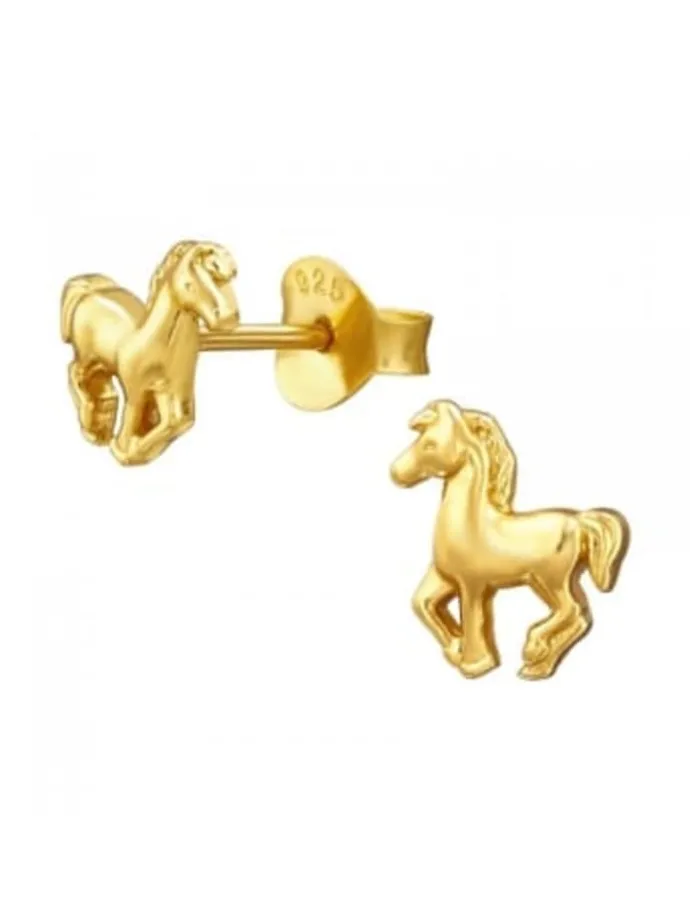 Ohrringe, Ohrstecker PFERD in Gold aus 925 Sterling Silber, 2-tlg.