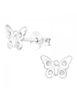 Ohrringe, Ohrstecker SCHMETTERLING mit Kristall in 925 Sterling Silber, 2-tlg.