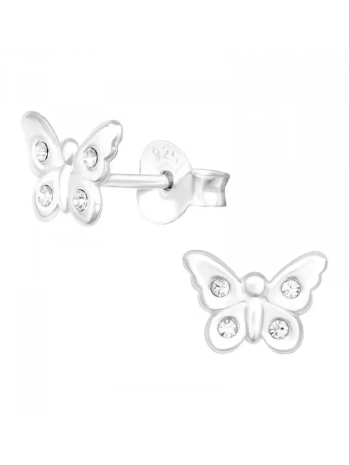 Ohrringe, Ohrstecker SCHMETTERLING mit Kristall in 925 Sterling Silber, 2-tlg.