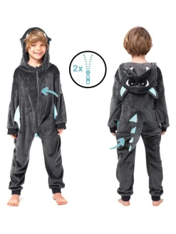 Onesie Kostüm in Anthrazit/türkis