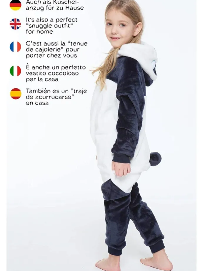 Onesie Kostüm in Weiß/grau
