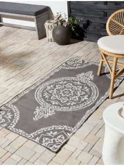 Outdoorteppich KOHIMA in Grau/Weiß - (W) 80 x (L) 150 cm