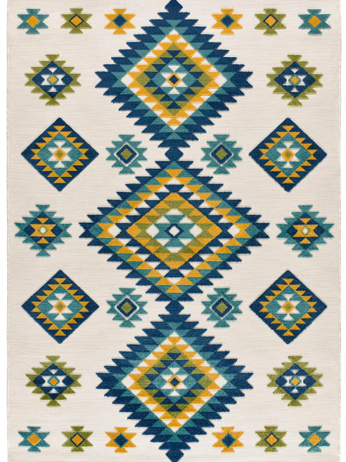 Outdoor-Teppich "Mila" in Creme/ Blau