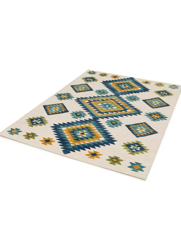 Outdoor-Teppich "Mila" in Creme/ Blau