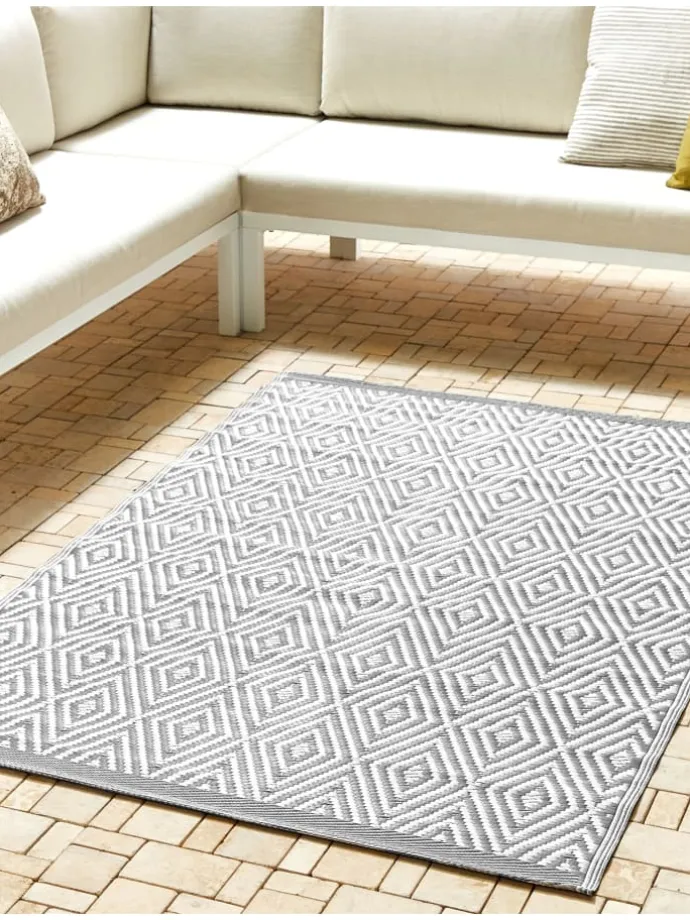 Outdoorteppich SIKAR in Grau/Weiß - (W) 120 x (H) 0.5 x (L) 180 cm
