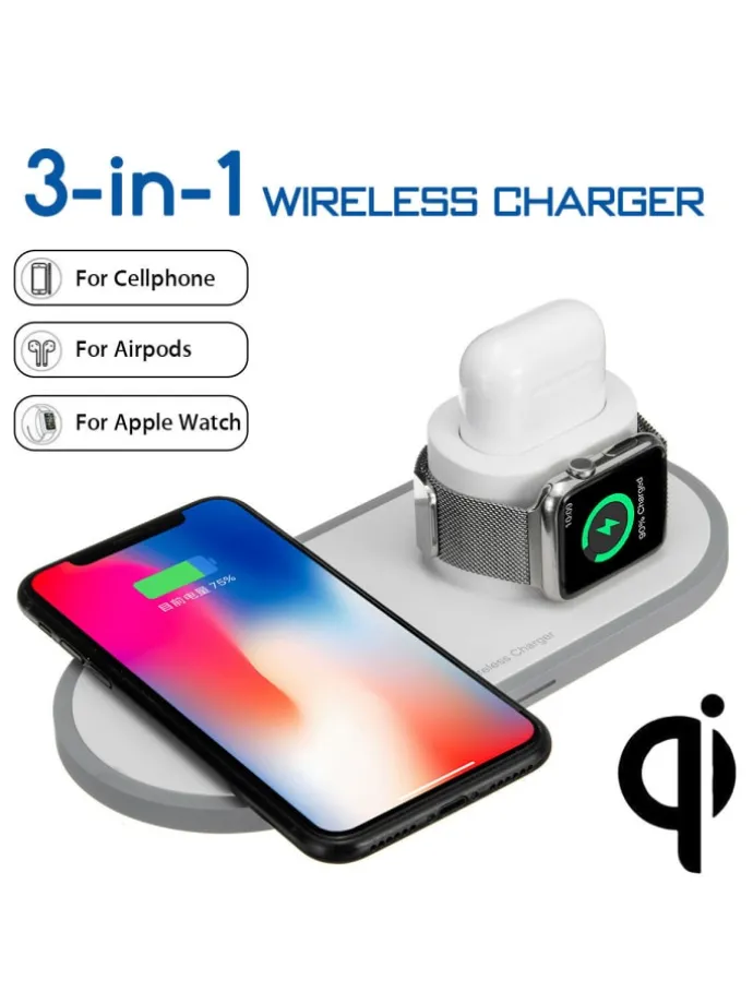 2Pace® 3 in 1 QI Charger 10W Ladegerät Ladestation für Apple Watch iPhone 12